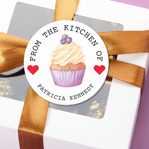 Cute Cupcakes From The Kitchen Of Personalized Classic Round Sticker