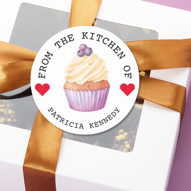 Cute Cupcakes From The Kitchen Of Personalized Classic Round Sticker (Creator Uploaded)