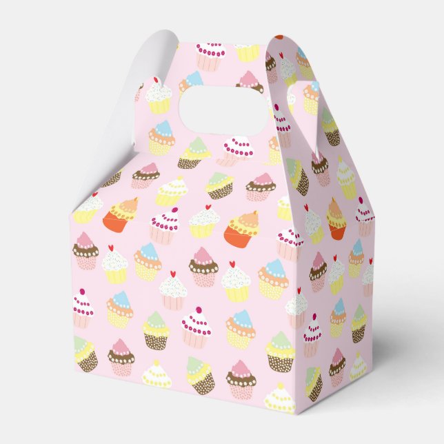 Cute Cupcakes Pattern Pastel Pink Favor Box (Front Side)