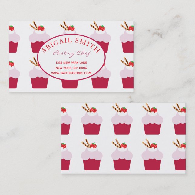 Cute Cupcakes Pattern Personalized Business Card (Front/Back)