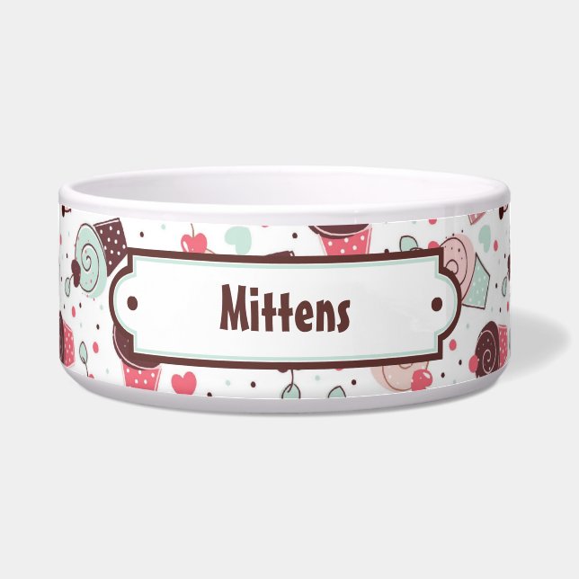 Cute Cupcakes Pattern Pet Bowls (Front)