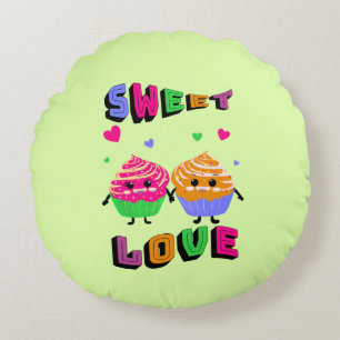 Cute cupcakes round pillow