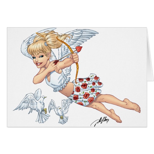 Cute Cupid Angel with Love Arrow by Al Rio (Front Horizontal)