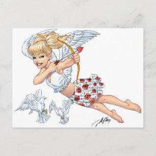 Cute Cupid Angel with Love Arrow by Al Rio Postcard