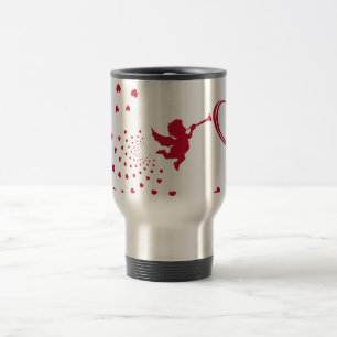 Cute Cupid & Hearts Travel Mug