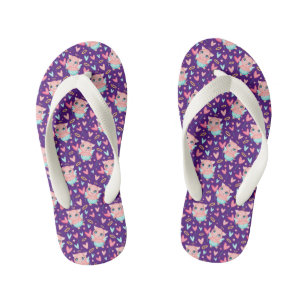 Cute Cupid Pig Whit Hearts Pattern Kid's Flip Flops