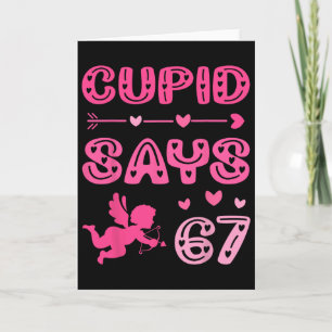 Cute Cupid Says 67 Funny Meme Pink Valentine's Day Card