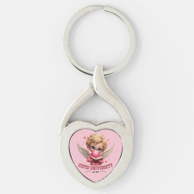 Cute Cupid University Bubblegum Angel Aesthetic Keychain (Front)