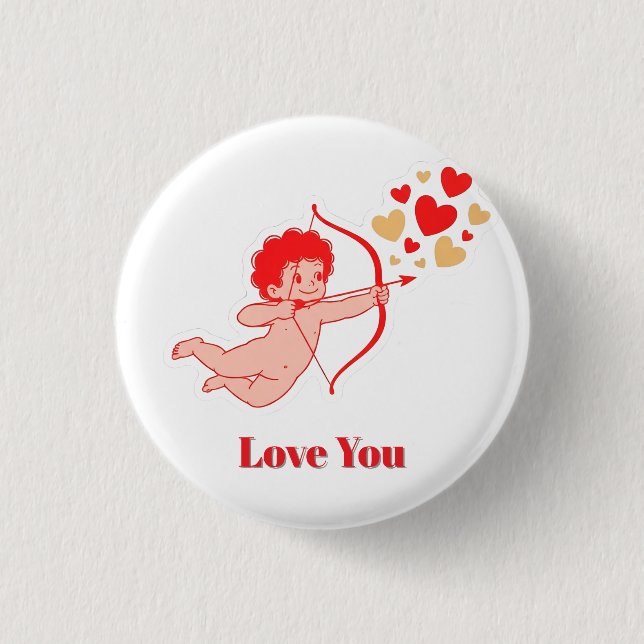 Cute Cupid With Bow And Arrow 1 Inch Round Button (Front)