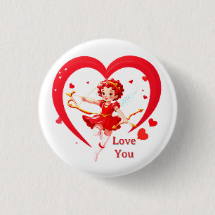 Cute Cupid With Bow And Arrow 1 Inch Round Button