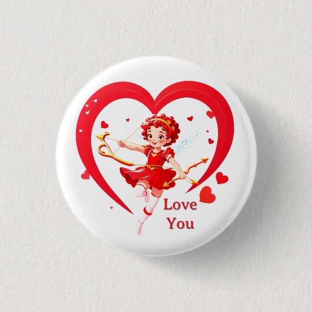 Cute Cupid With Bow And Arrow 1 Inch Round Button (Front)