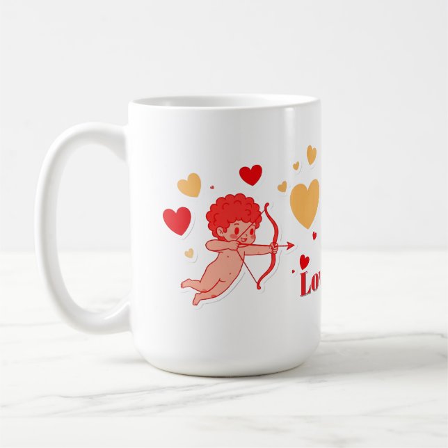 Cute Cupid With Bow And Arrow Coffee Mug (Left)