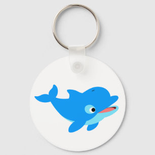 Cute Curious Cartoon Dolphin Keychain