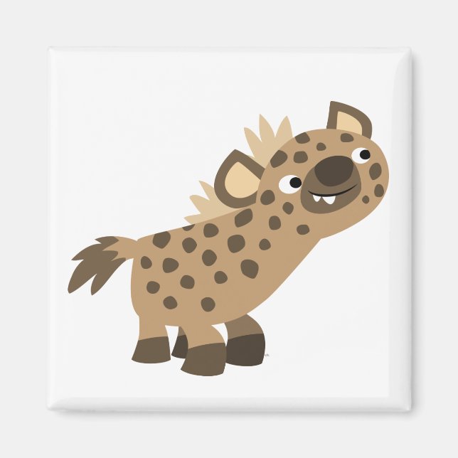 Cute Curious Cartoon Hyena Magnet (Front)
