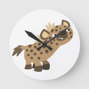 Cute Curious Cartoon Hyena Wall Clock