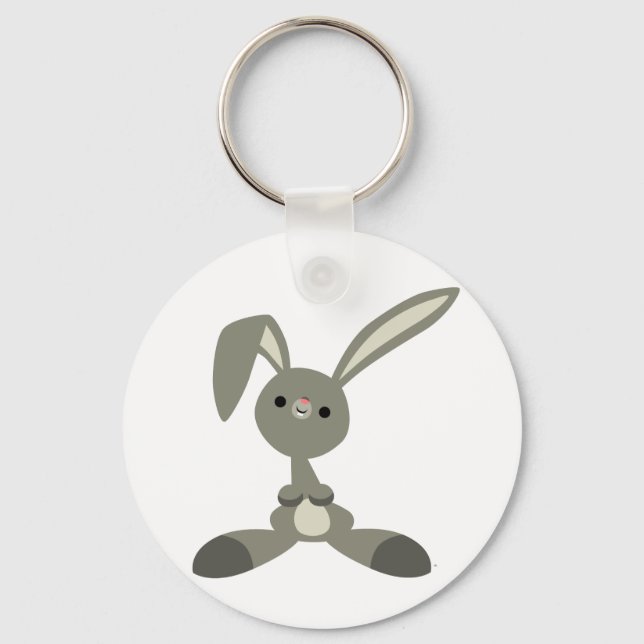 Cute Curious Cartoon Rabbit Keychain (Front)