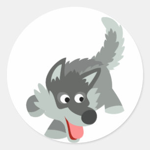 Cute Curious Cartoon Wolf  Sticker