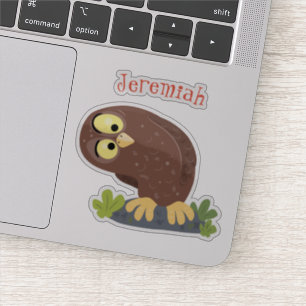 Cute curious funny brown owl cartoon illustration