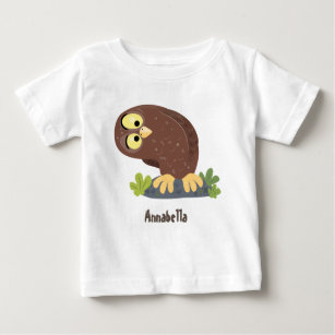 Cute curious funny brown owl cartoon illustration baby T-Shirt