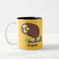 Cute curious funny brown owl cartoon illustration