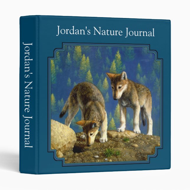 Cute Curious Grey Wolf Pups Binder (Front/Spine)