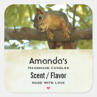 Cute & Curious Squirrel Nature Photography Candle
