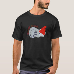 Cute Curled Up Cat In Christmas Beanie I Believe I T-Shirt