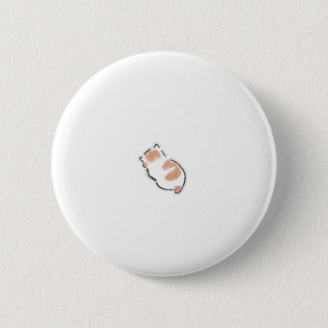 Cute Curled Up Sleeping Cat Hand Drawn Art 2 Inch Round Button (Front)