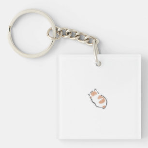 Cute Curled Up Sleeping Cat Hand Drawn Art Keychain