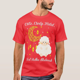 Cute Curly Halal Sheep Eid al-Adha Mubarak Muslim T-Shirt