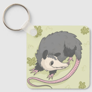 Cute Curved Opossum Cartoon Art Keychain