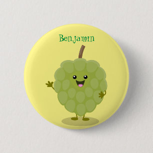 Cute custard apple cherimoya cartoon 2 inch round button