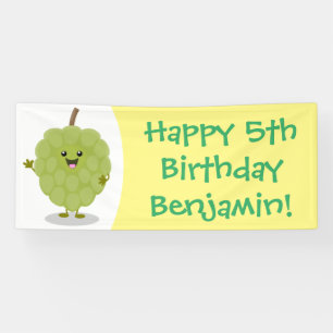 Cute custard apple cherimoya cartoon banner