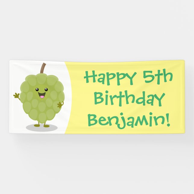 Cute custard apple cherimoya cartoon banner (Horizontal)