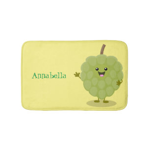 Cute custard apple cherimoya cartoon bath mat