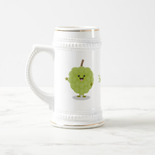 Cute custard apple cherimoya cartoon beer stein