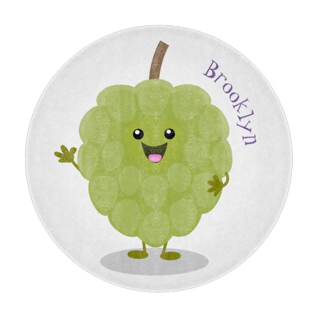 Cute custard apple cherimoya cartoon cutting board (Front)