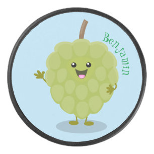Cute custard apple cherimoya cartoon hockey puck