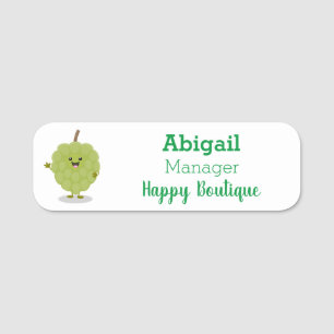 Cute custard apple cherimoya cartoon name tag