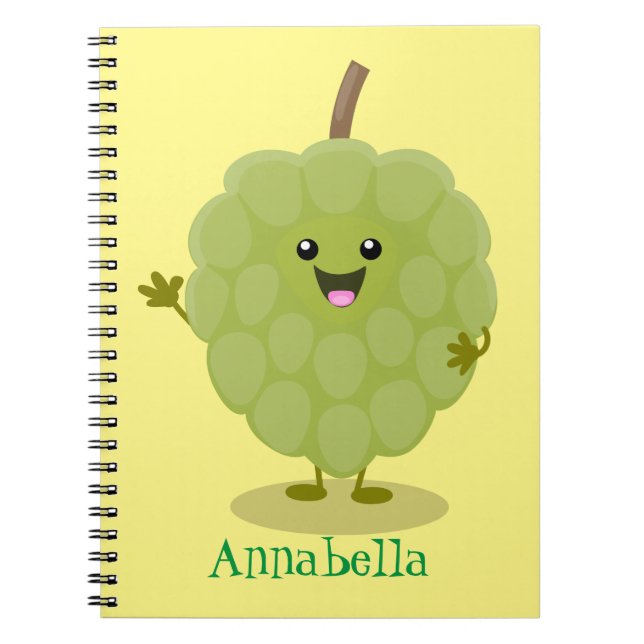 Cute custard apple cherimoya cartoon notebook (Front)