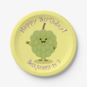 Cute custard apple cherimoya cartoon paper plate
