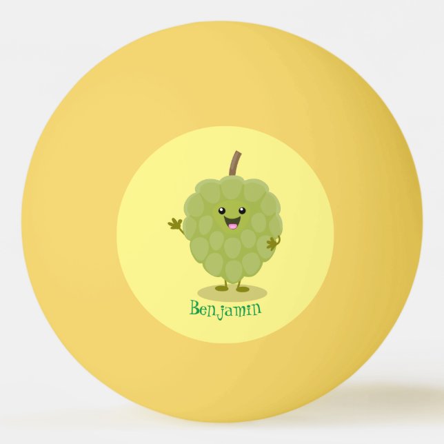 Cute custard apple cherimoya cartoon ping pong ball (Front)