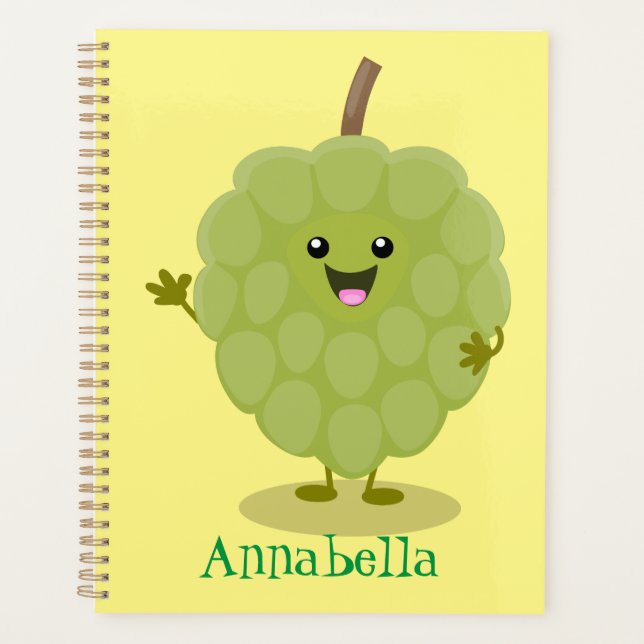 Cute custard apple cherimoya cartoon planner (Front)
