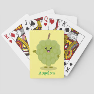 Cute custard apple cherimoya cartoon playing cards