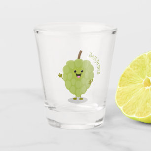 Cute custard apple cherimoya cartoon  shot glass