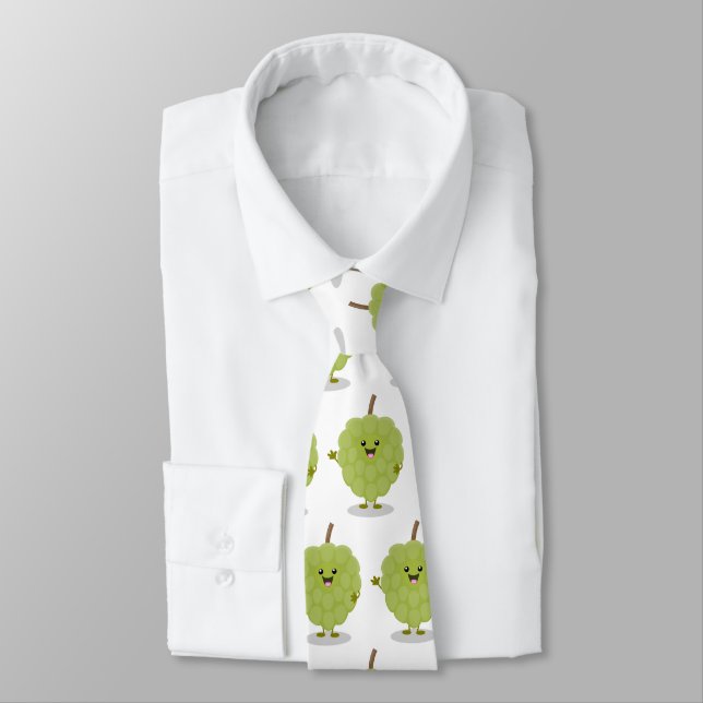 Cute custard apple cherimoya cartoon tie (Tied)