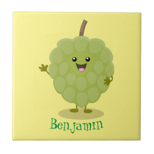 Cute custard apple cherimoya cartoon tile