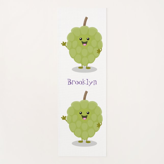 Cute custard apple cherimoya cartoon yoga mat (Front)