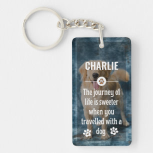 Cute custom 2 photos dog lover modern pet name  keychain