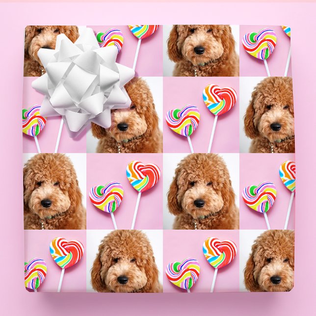 Cute Custom 4 Photos Collage Modern Pattern Family Wrapping Paper (Creator Uploaded)